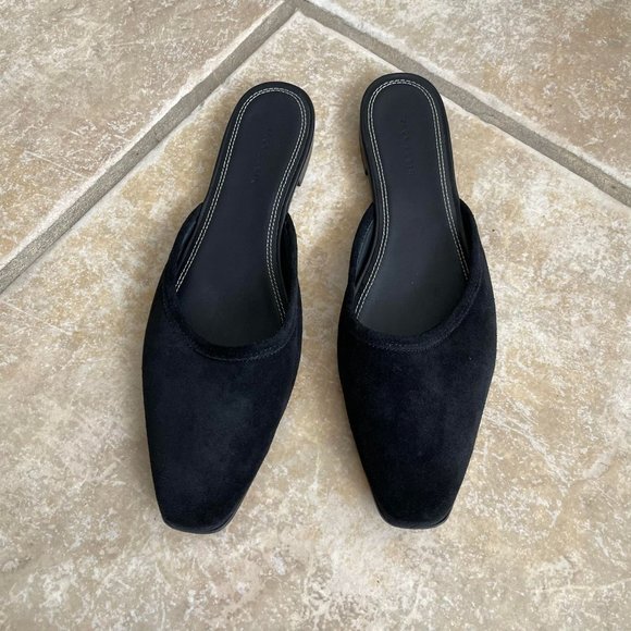 Jack Erwin "Paz" Black Suede Mule Slip On Sandals Hand Made 10 $148 - Picture 2 of 9